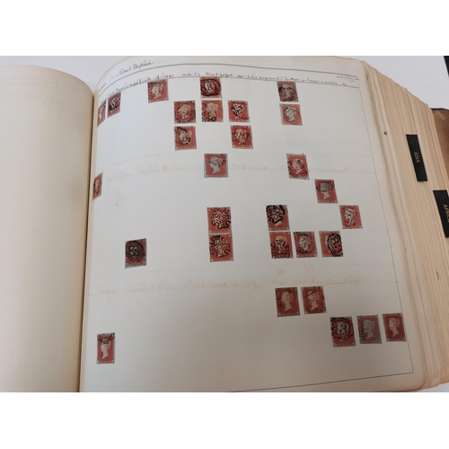 86 - Old leather bound stamp album full of stamps including Penny blacks, Penny reds etc etc