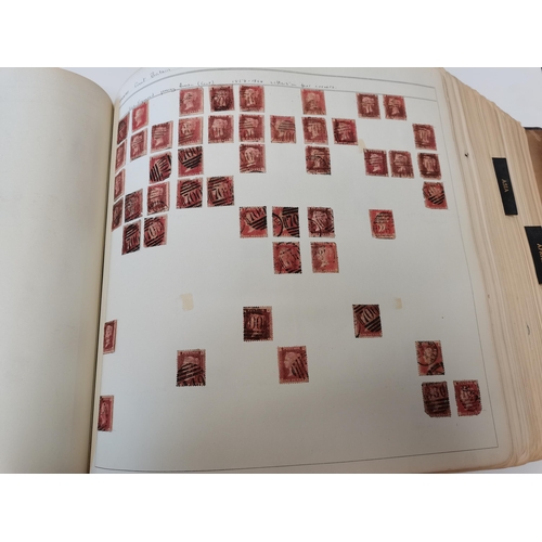 86 - Old leather bound stamp album full of stamps including Penny blacks, Penny reds etc etc