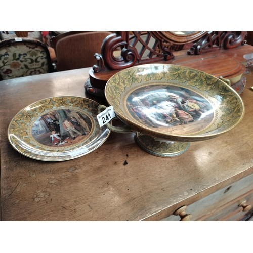 241 - Prattware fruitbowl and plate with acorn leaf borders ex condition