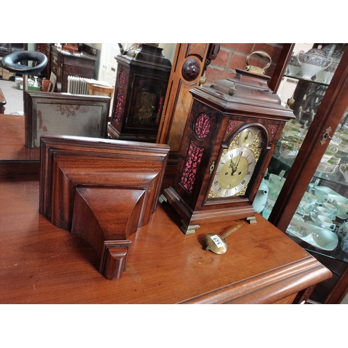 671 - Excellent quality Mahogany 55cm bracket clock with wall bracket maker Edmund PRIDEAUX LONDON ex cond... 