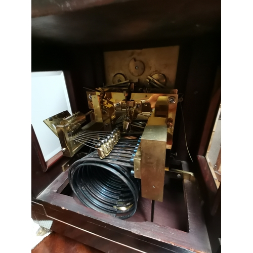 680 - A large Edwardian bracket clock - chiming on eight and four gongs. In inlaid Rosewood case with orig... 