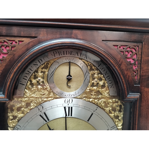 671 - Excellent quality Mahogany 55cm bracket clock with wall bracket maker Edmund PRIDEAUX LONDON ex cond... 