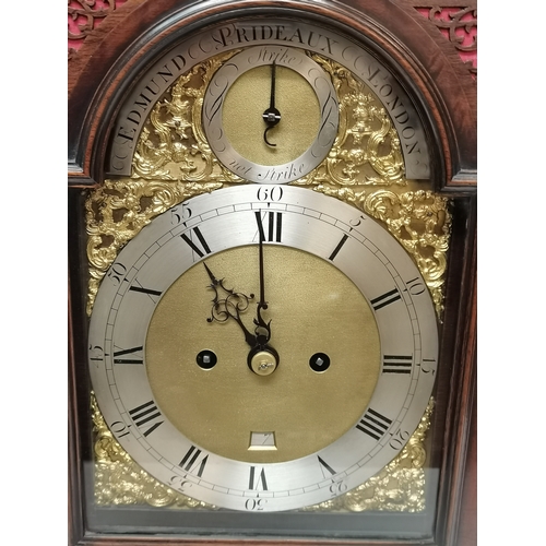 671 - Excellent quality Mahogany 55cm bracket clock with wall bracket maker Edmund PRIDEAUX LONDON ex cond... 