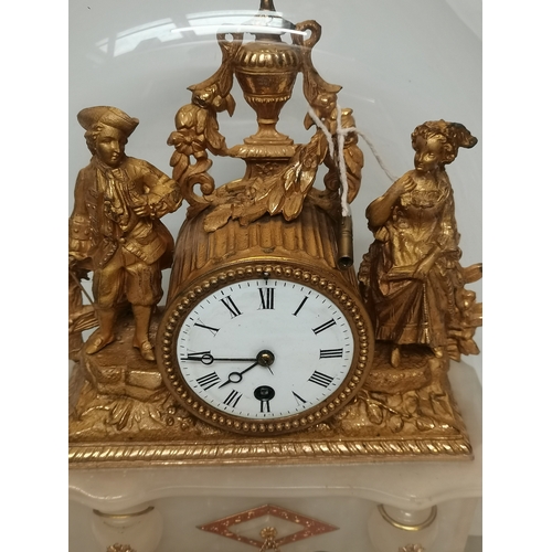 678 - 45cm high French style gilt and onyx mantle clock