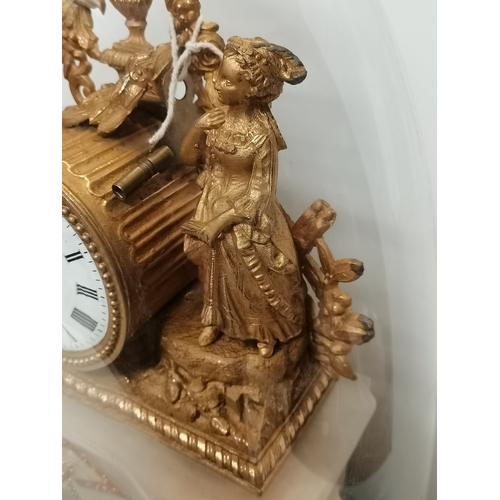 678 - 45cm high French style gilt and onyx mantle clock