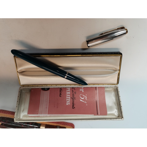 438 - Mont Blanc Pen in case, Parker pen in case, Conway Stewart pen and pencil in box, Majestic writing s... 