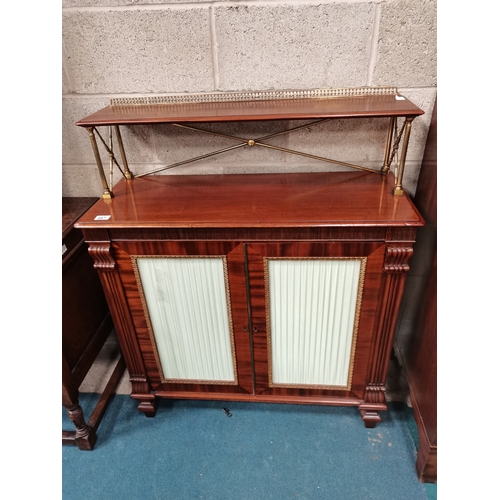 987 - Regency mahogany side cabinet with brass detailing ( ex condition )