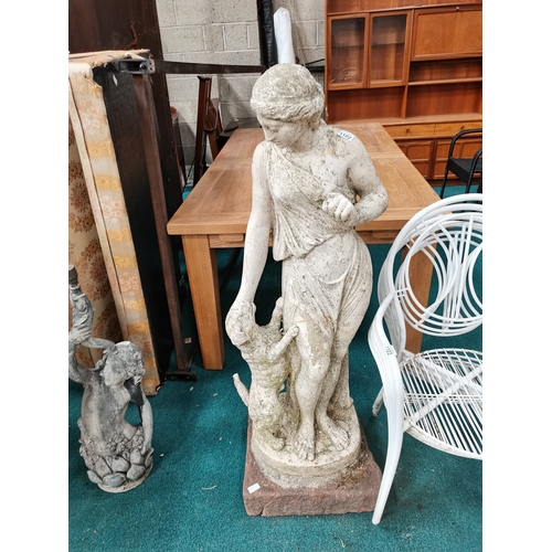 1102 - 1.4m height terracotta lady and dog figure