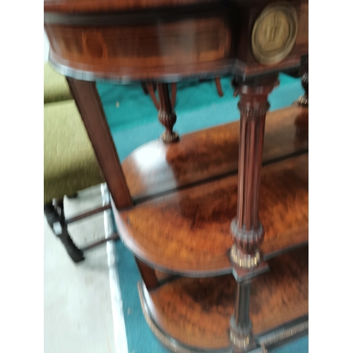 1020 - Victorian walnut credenza with brass inlay. Very good condition w100cm x h93cm