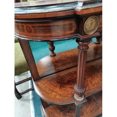 1020 - Victorian walnut credenza with brass inlay. Very good condition w100cm x h93cm