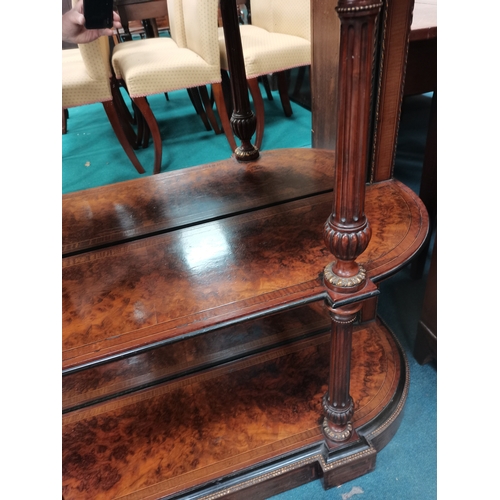 1020 - Victorian walnut credenza with brass inlay. Very good condition w100cm x h93cm