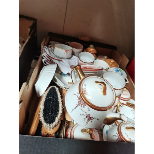 1160 - 3 x boxes misc. items incl tea set marked 