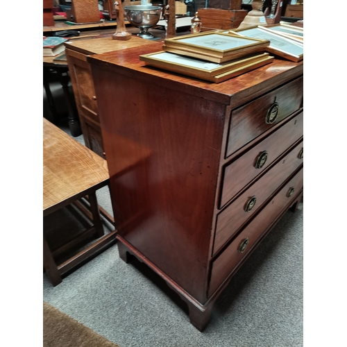 639 - Antique 4 height chest in mahogany with brass handles