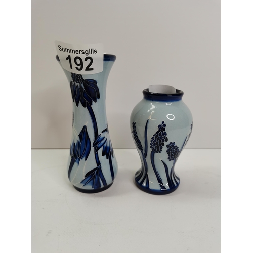Moorcroft Vase Grape Hyacinth blue and white H9.5cm 2004. Very good condition plus Moorcroft Vase Da
