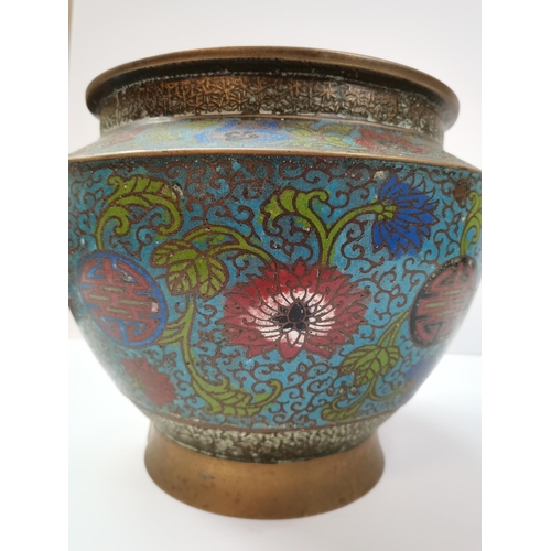 35 - Cloisonne Green bowl D21cm H21cm good condition some signs of wear