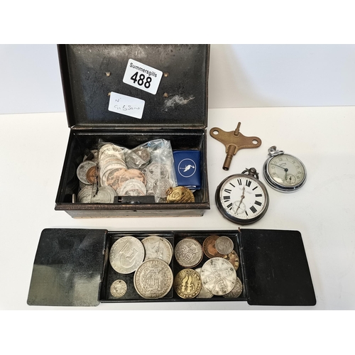 488 - x2 pocket watches, coins and medals