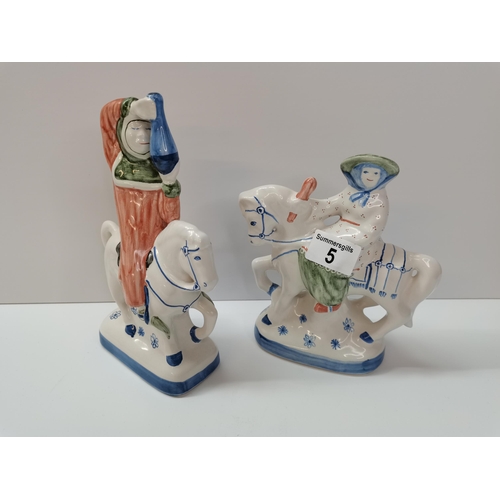 5 - x2 Rye Pottery Figures 'The wife of Bath' & 'The Doctor of Physic'