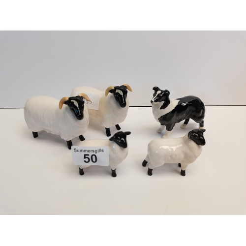 50 - X4 Beswick Sheep plus Beswick Sheep Dog - good condition