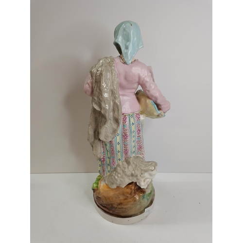 96 - 45cm porcelain figure of lady with fish with stamps on base