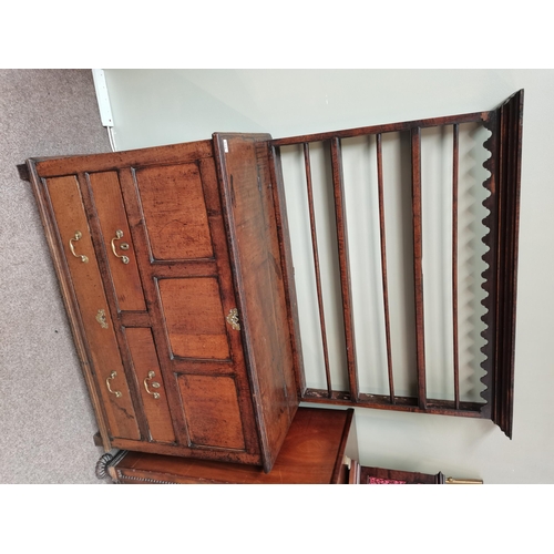 676 - Early oak dresser with rack 1.3m long