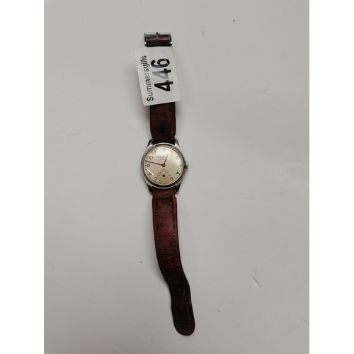 447 - J W Benson gents wrist watch. Working