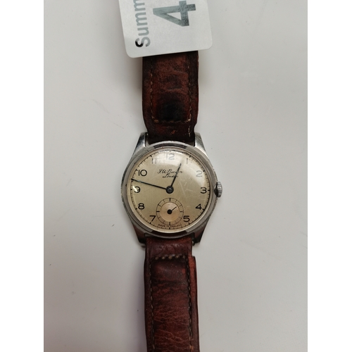 447 - J W Benson gents wrist watch. Working