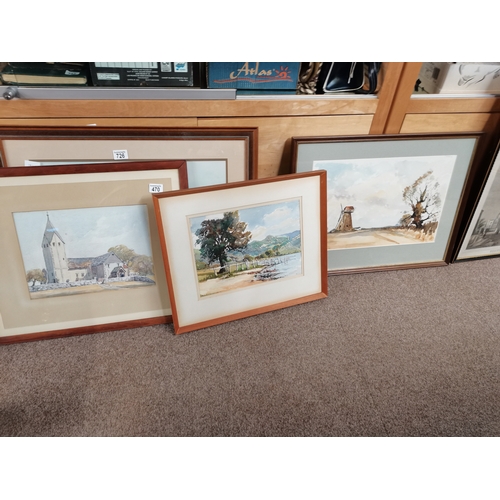 470 - 3 x Edward Shankster watercolours plus hunting print