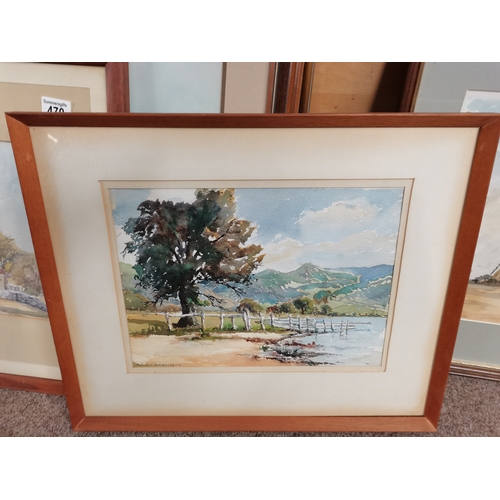 470 - 3 x Edward Shankster watercolours plus hunting print