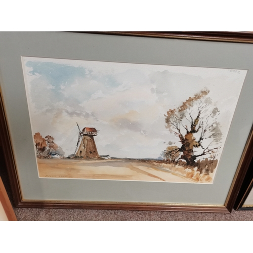 470 - 3 x Edward Shankster watercolours plus hunting print