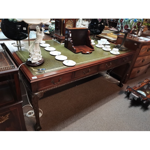 647 - Reproduction Mahogany Library Table with Leather top