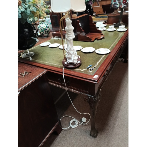 647 - Reproduction Mahogany Library Table with Leather top