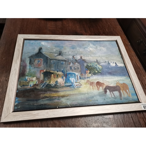 659 - oil on board of Appleby Fair by M Scott 1967. 55cm x 40cm