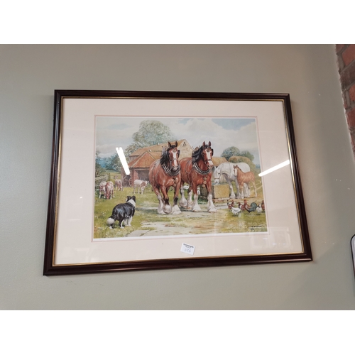 686 - 2 x prints of horses and Highland cattle by D M Alderson