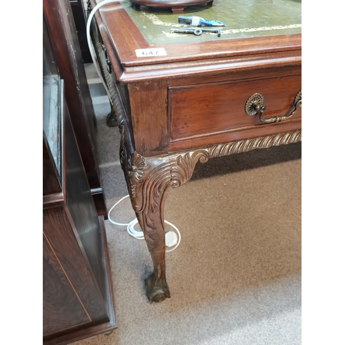 647 - Reproduction Mahogany Library Table with Leather top