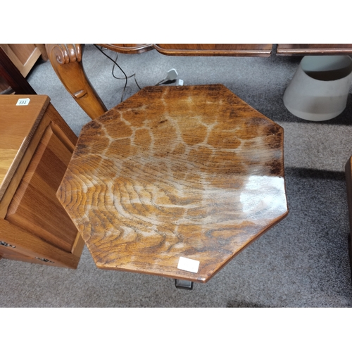 643k - Mouseman octagonal table D50cm x H48cm - Good condition top needs re-polishing