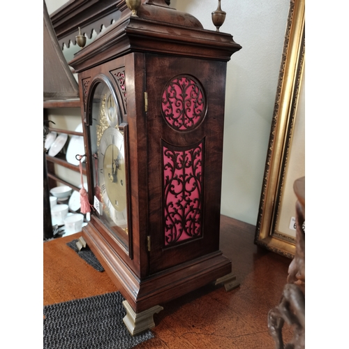 681 - Mahogany 55cm bracket clock with wall bracket maker Edmund PRIDEAUX LONDON ex cond.