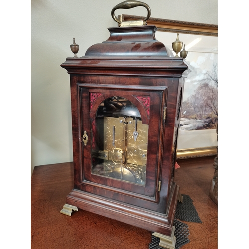 681 - Mahogany 55cm bracket clock with wall bracket maker Edmund PRIDEAUX LONDON ex cond.