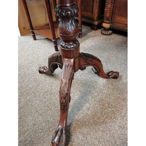 687 - A pair of quality mahogany Chippendale style side tables with claw feet. D41.5cm