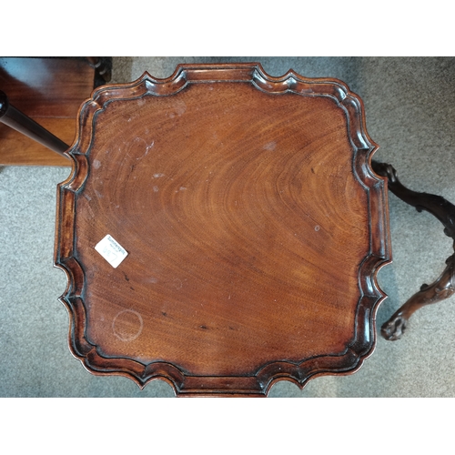 687 - A pair of quality mahogany Chippendale style side tables with claw feet. D41.5cm