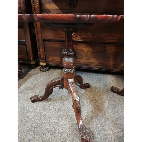 687 - A pair of quality mahogany Chippendale style side tables with claw feet. D41.5cm