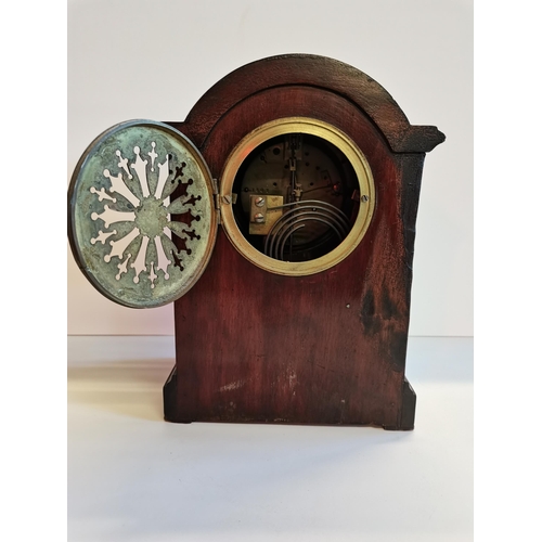 1 - Antique French Mantle clock with keys - H28.5cm x W20cm.