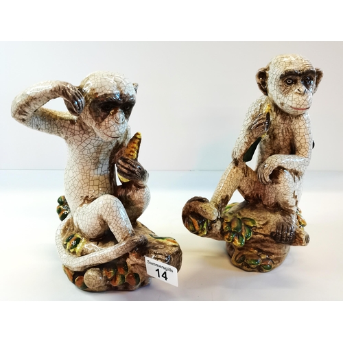 14 - A pair of ceramic monkeys repro.