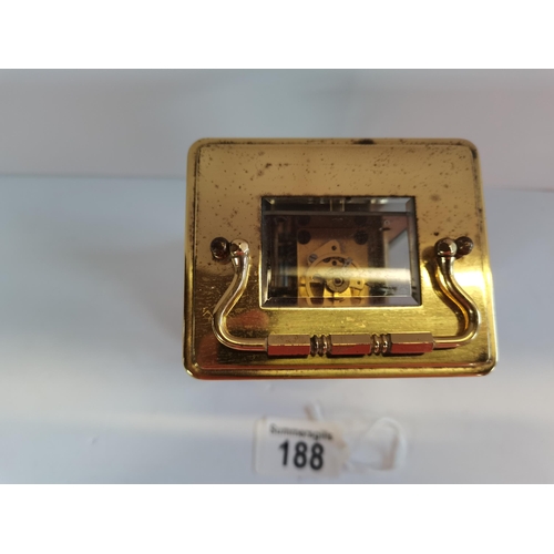 188 - Bayard 8 Day brass carriage clock H11.5cm