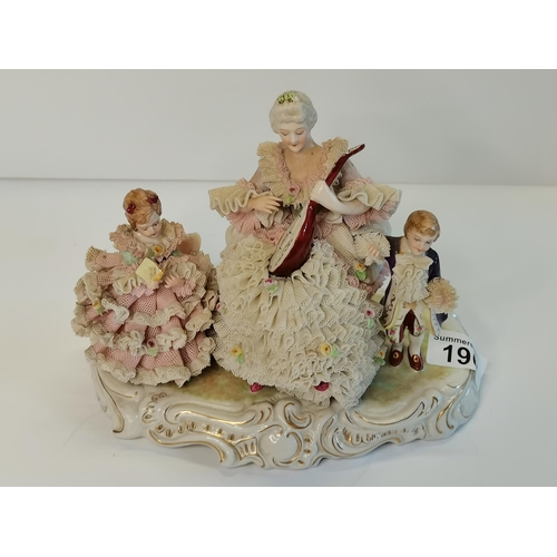 196 - x1 Meissen Figure (slight damage to dress) plus x1 continental figure