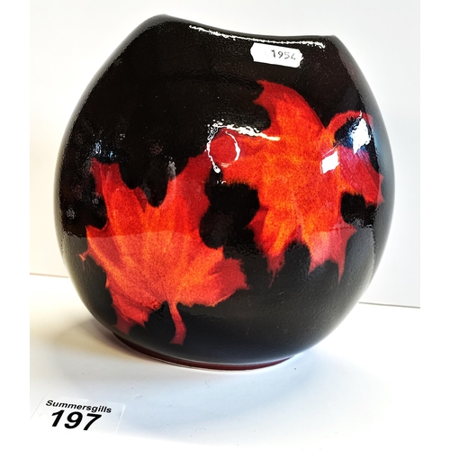 197 - Poole Pottery Small Purse Vase 'Forest Flame' H20cm - excellent condition