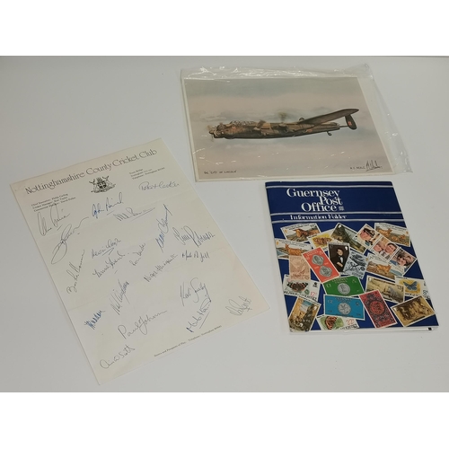 213 - Nottinghamshire CC 1981 Cricket Championship winning team signed letter head plus Guernsey stamps an... 