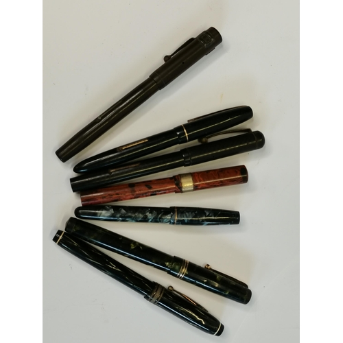 219 - 7 x Fountain pens  with 14k Nibs (2 A/F)