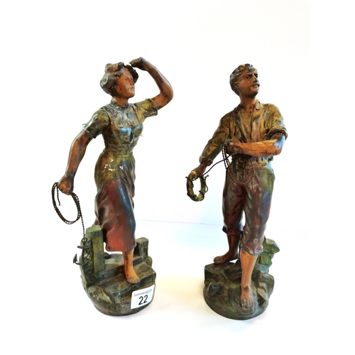 22 - x2 Spelter Figures 'CH Ruchos'