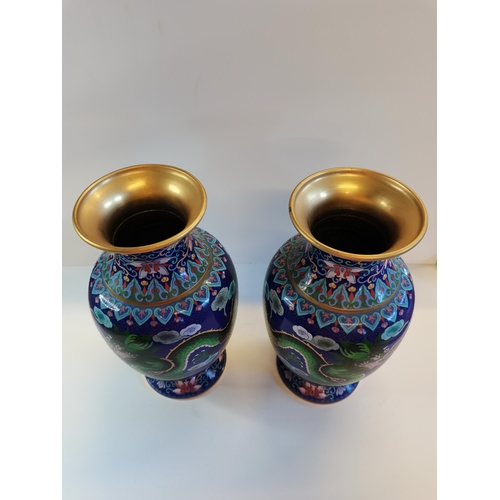 30 - A Pair of Chinese Cloisonné vases. H38cm. Very good condition