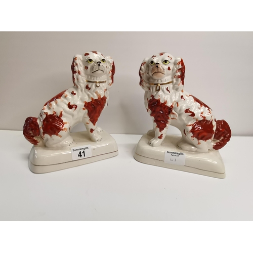 41 - A Pair of Brown and White Staffordshire dogs